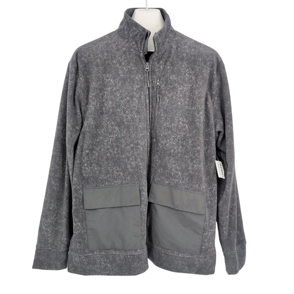 Old Navy Fleece Jacket Mock Neck Full Zip Utility Pocket Gorpcore Cozy XXLarge